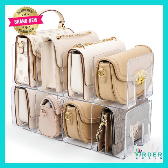 Acrylic Handbag Organizer 8-Slot Shelf Divider Closet Storage Minimal Chic